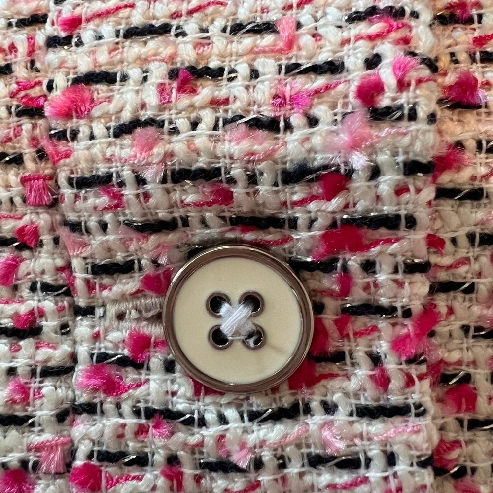 NWT Janie and Jack Tweed Ruffle Cuff Boucle Blazer Pink White size 2T